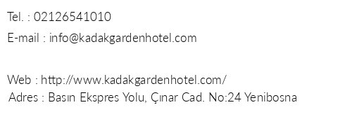 Kadak Garden Hotel telefon numaralar, faks, e-mail, posta adresi ve iletiim bilgileri